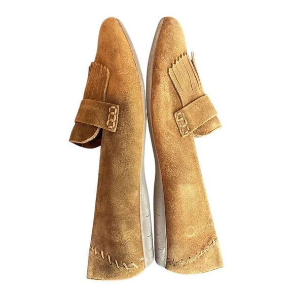 Born Brown Suede McGee Slip-on Fringe Kiltie Loafers Size 11 - Picture 3 of 7